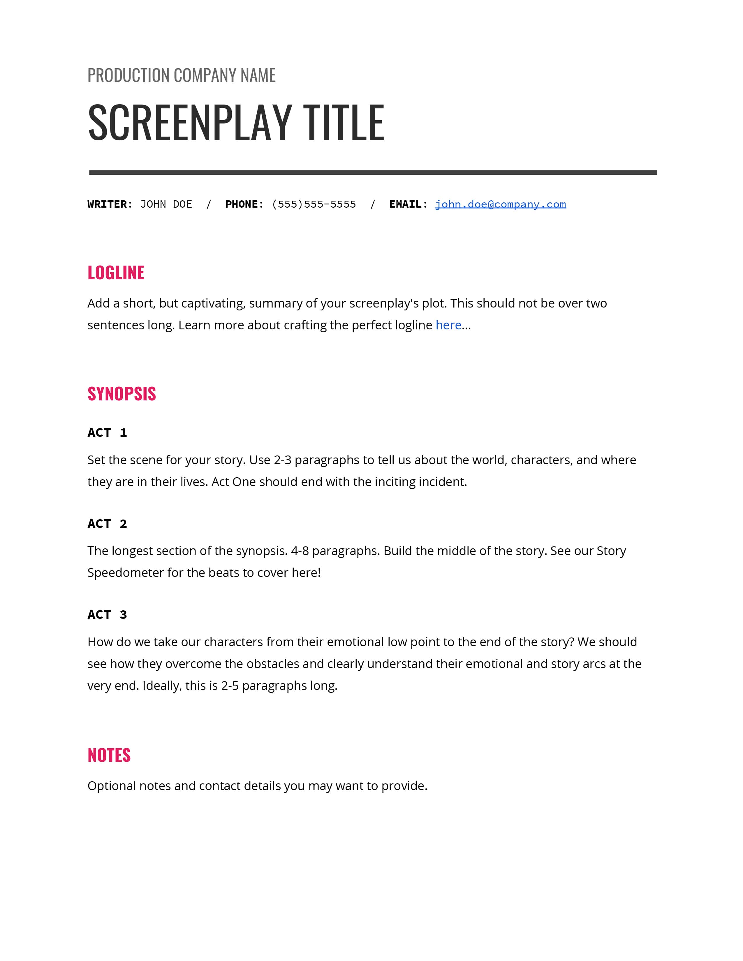 Movie Synopsis Template