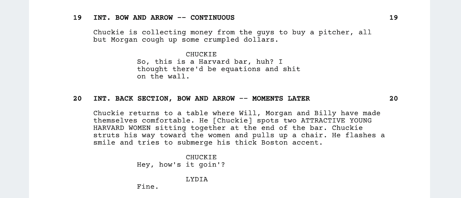 Good Will Hunting Script Teardown - Bar Scene - StudioBinder