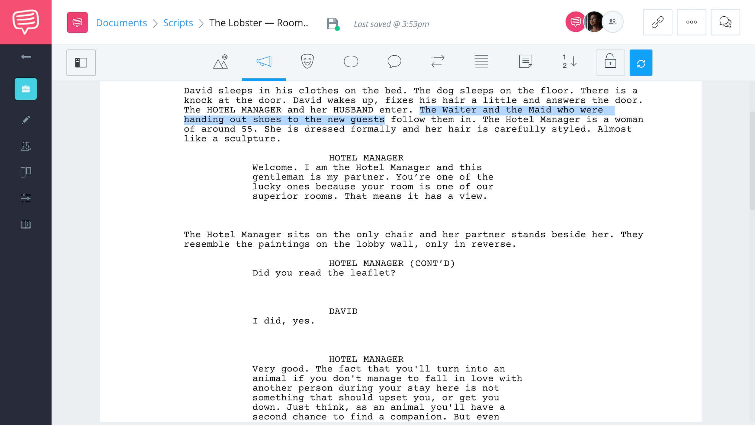 Finding Character Using Script Breakdown - Lobster Example 3 - StudioBinder