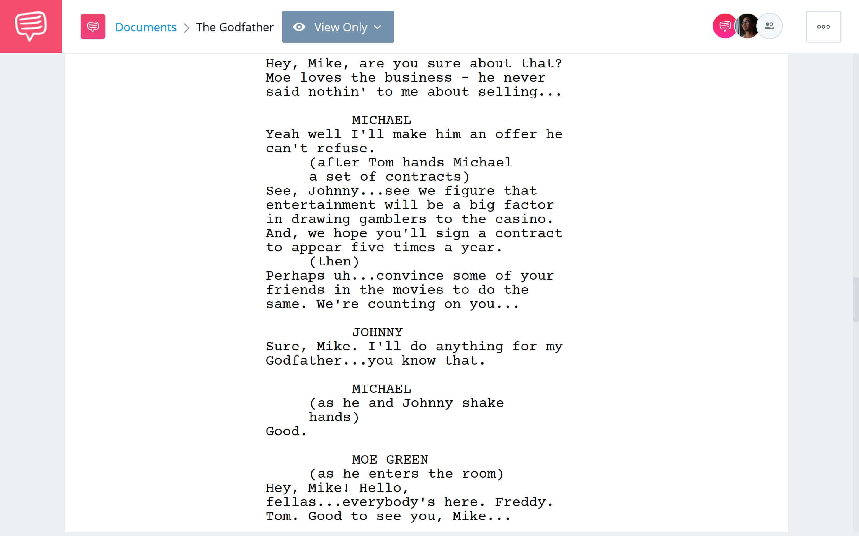 Godfather Script Teardown - Michaels An Offer He Can't Refuse Scene Download App Tie-In - StudioBinder