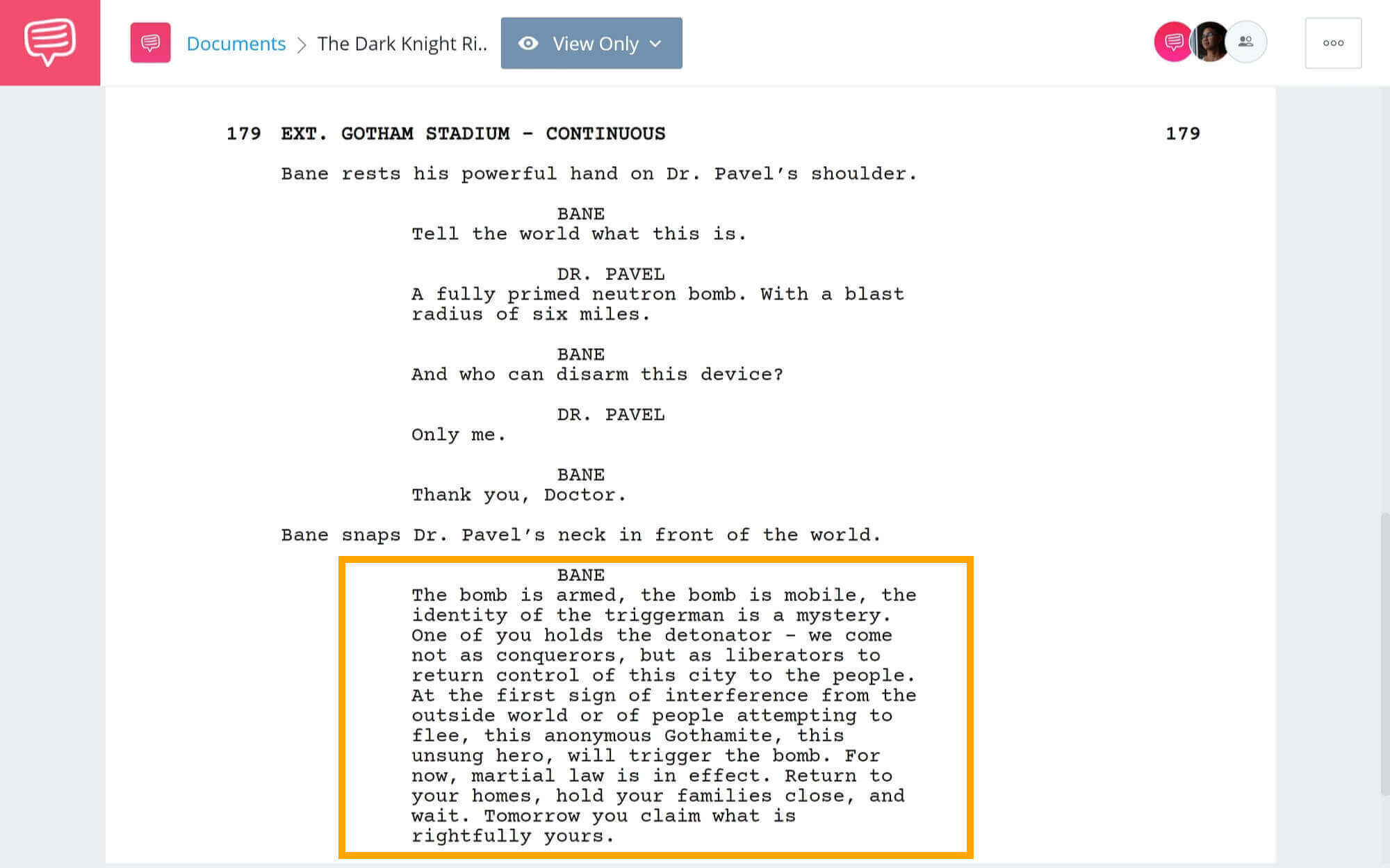 The-Best-Bane-Quotes-Stadium-Speech-Scene-StudioBinder-Scriptwriting-Software