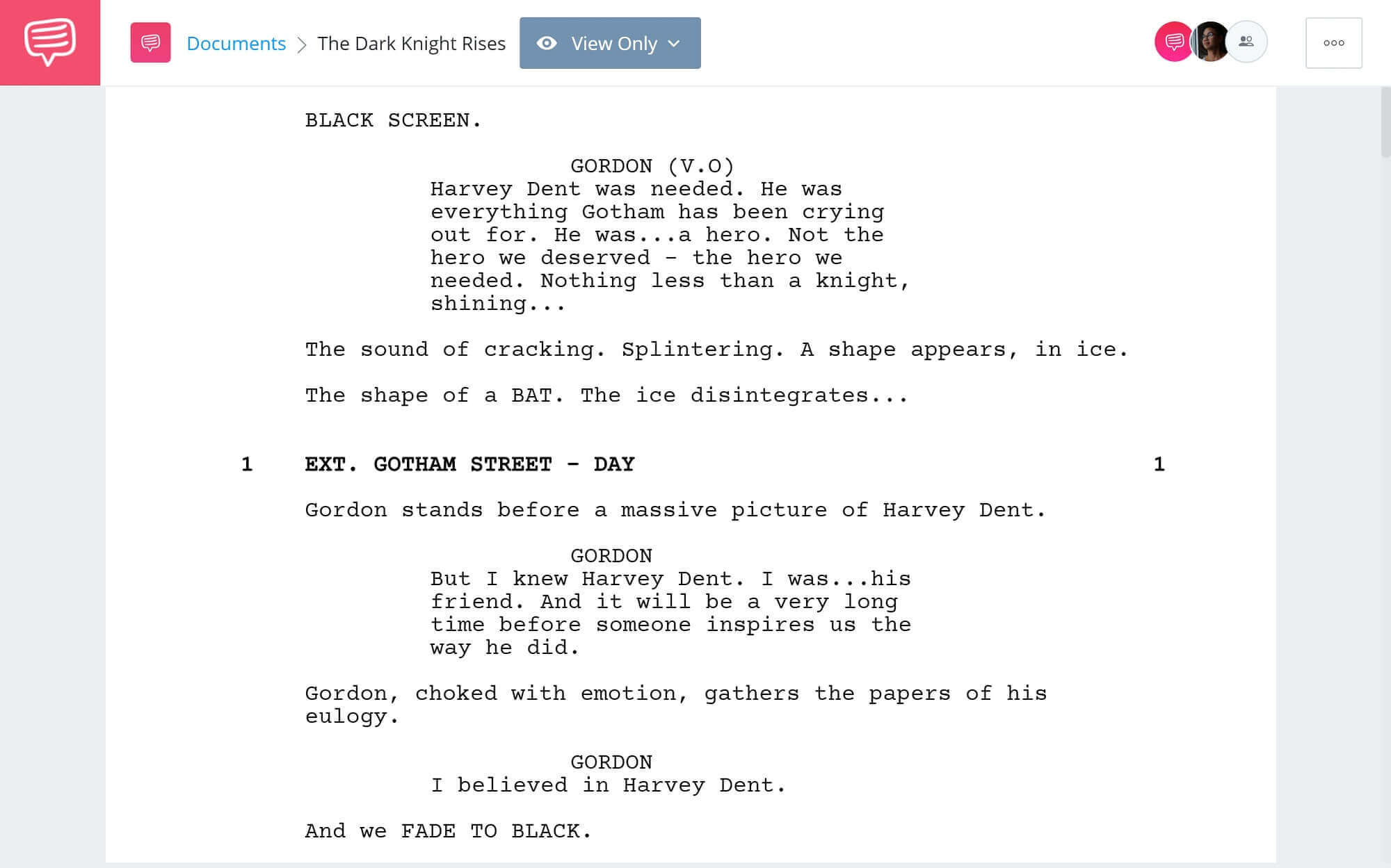 The Dark Knight Rises Script Teardown - Full Script PDF Download Second - StudioBinder Scriptwriting Software
