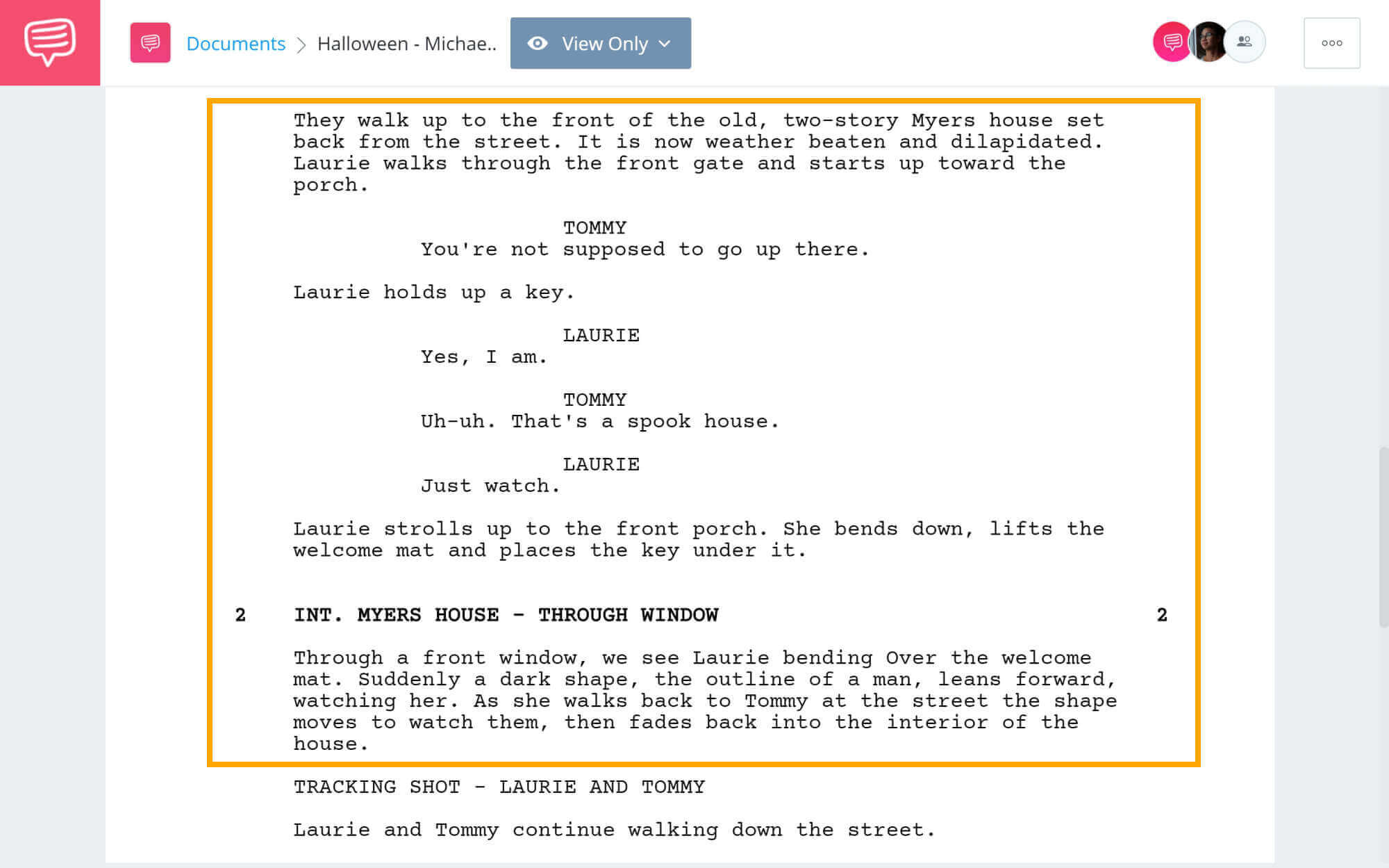 Halloween Script Teardown - Michael Stalks Laurie - StudioBinder Screenwriting Software