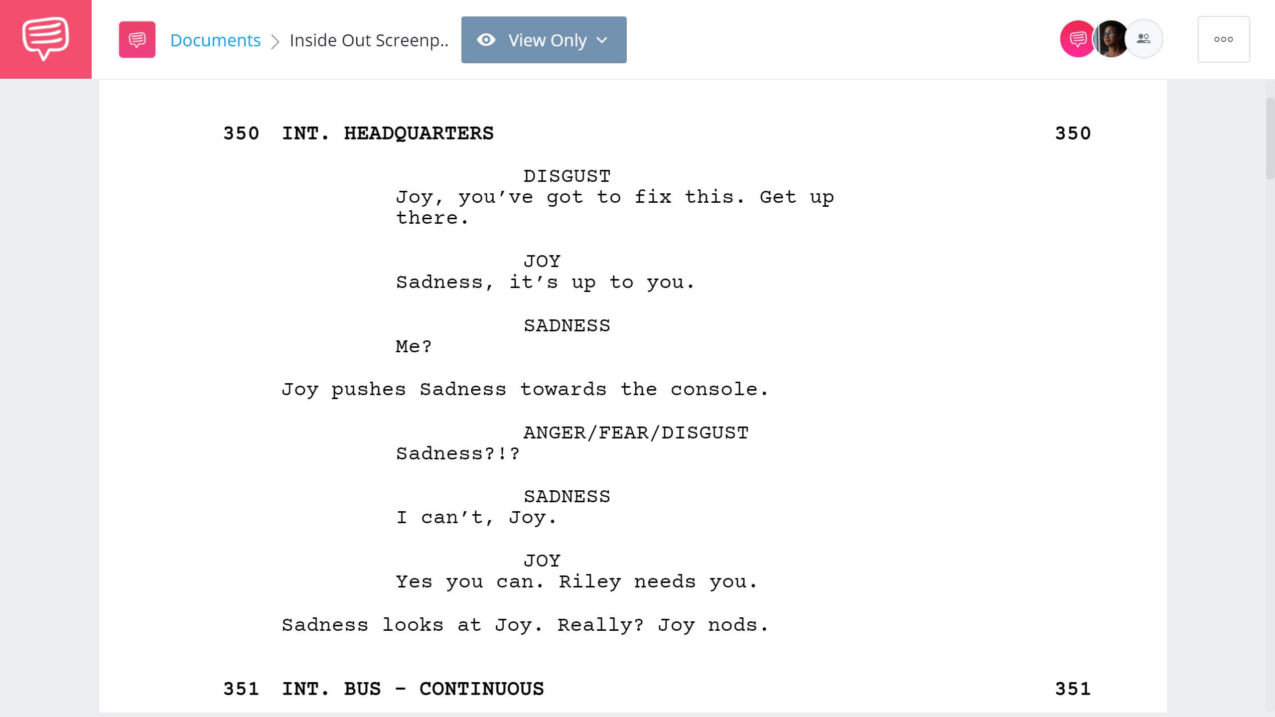 Inside Out Script Teardown Ending StudioBinder Screenwriting Software