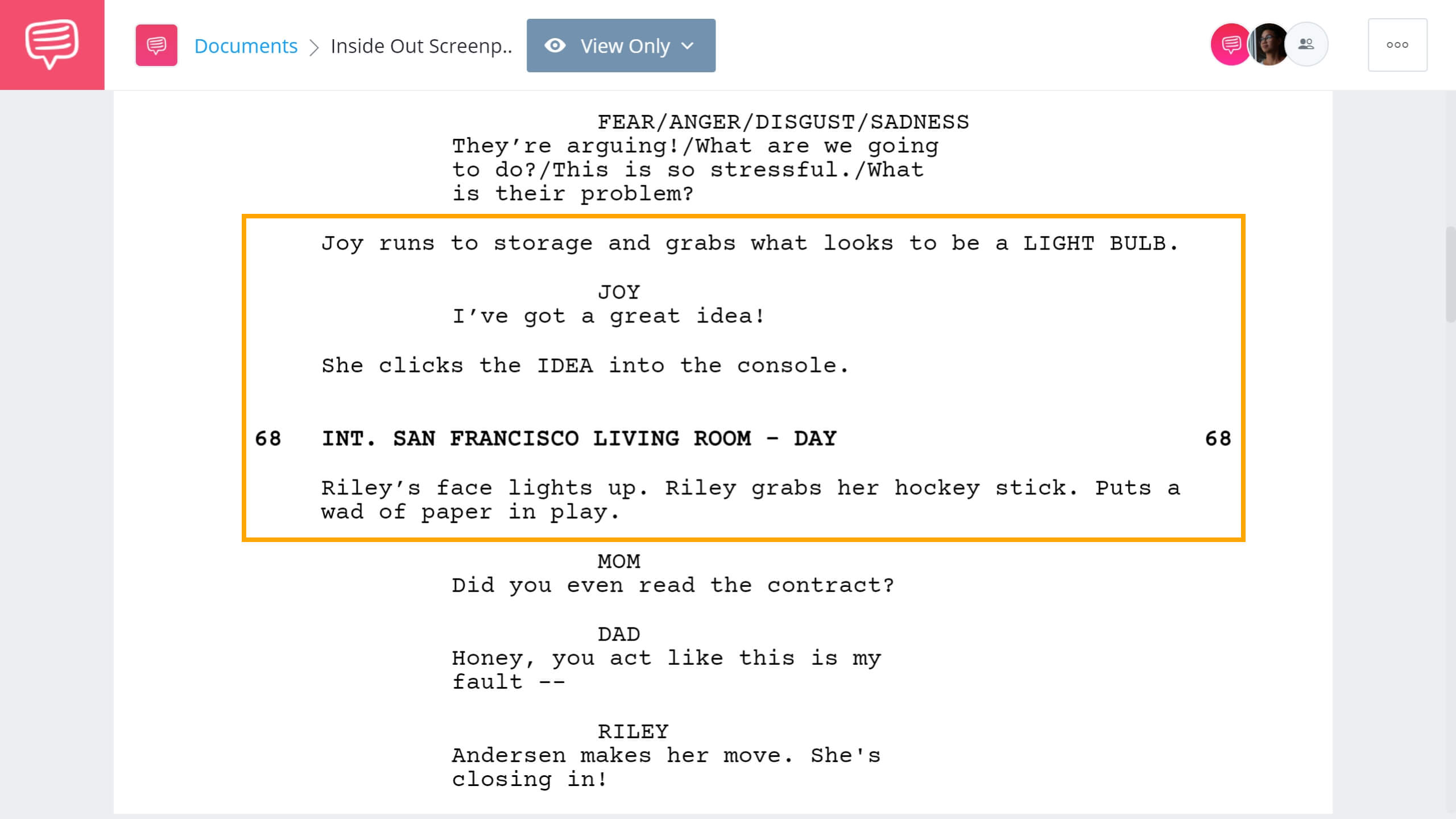 Inside Out Script Teardown The New House StudioBinder Screenwriting Software