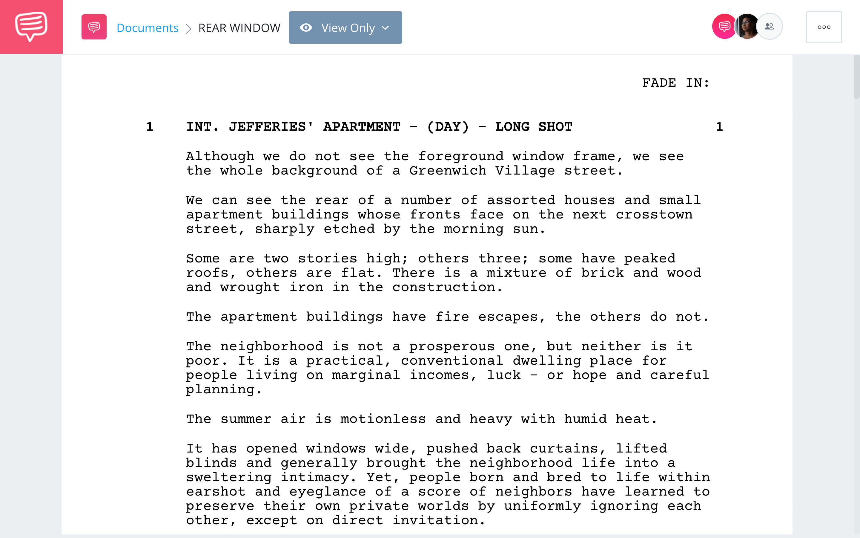 Rear Window Script Teardown Full Script PDF Download StudioBinder Screenwriting Software