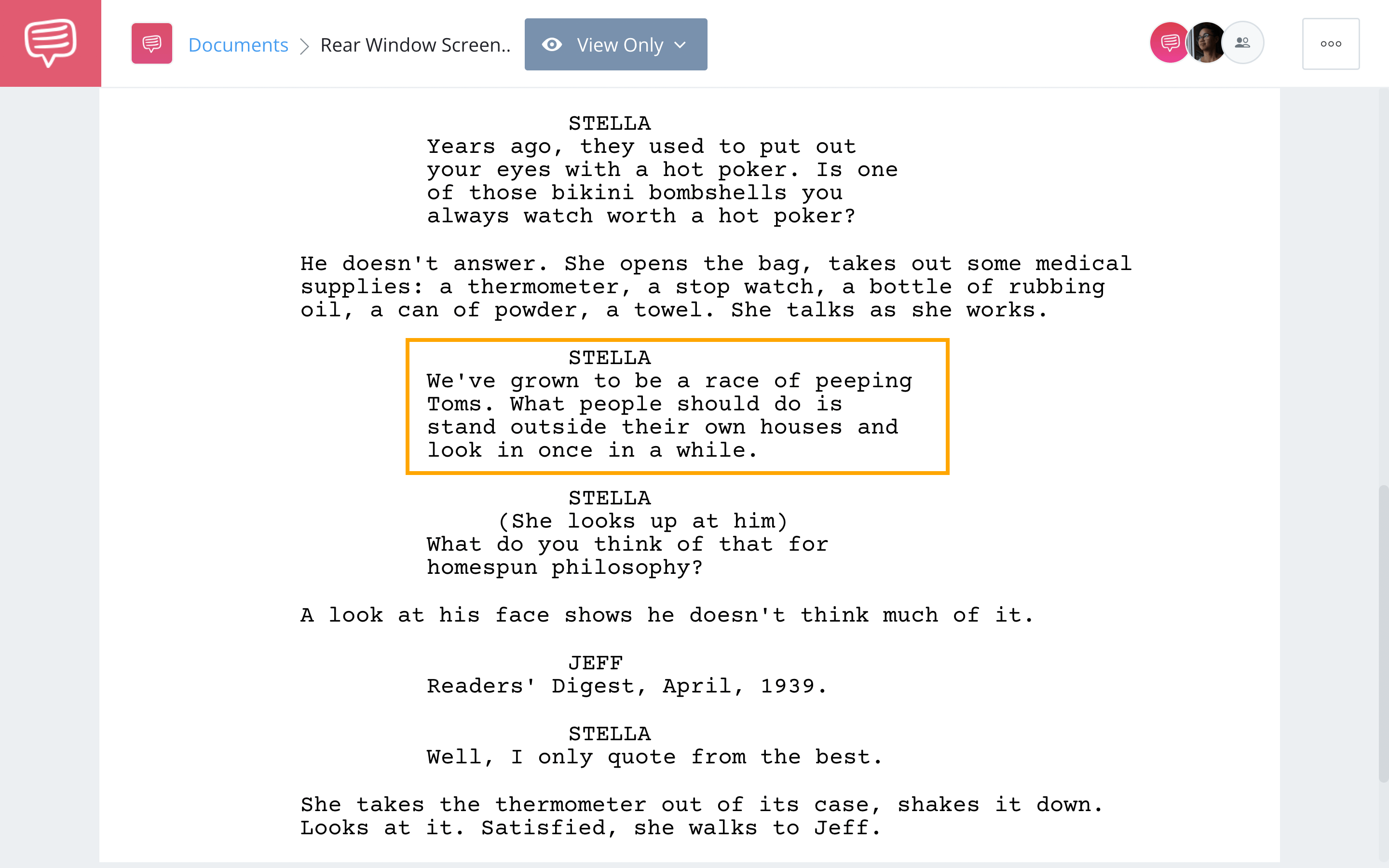 Rear Window Script Teardown Quotes StudioBinder Screenwriting Software