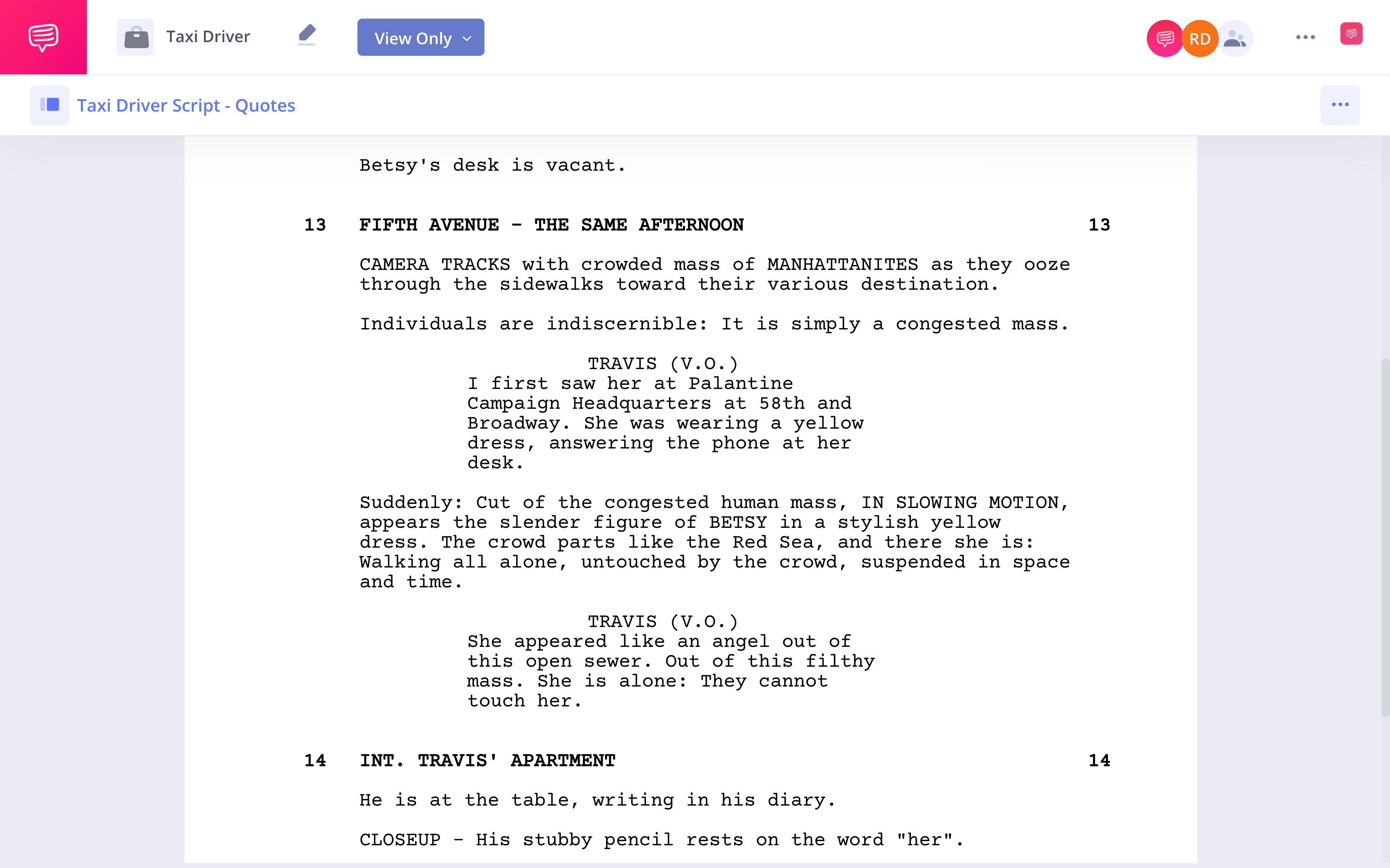 Taxi Driver Script PDF Download Quotes StudioBinder Screenwriting Software