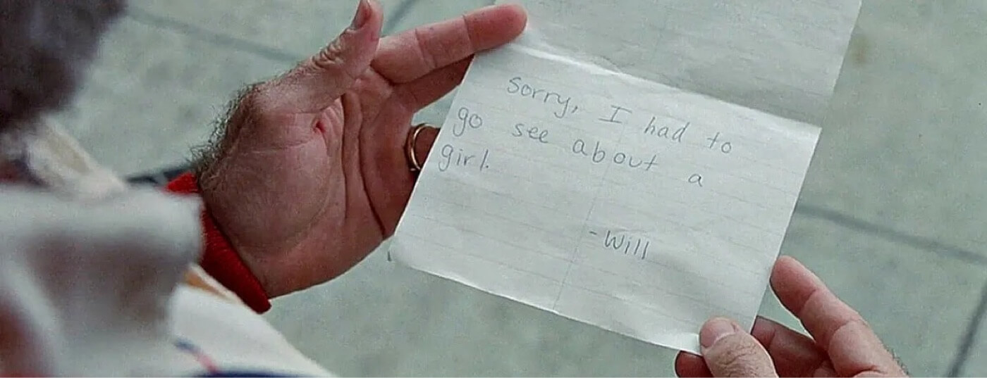 What is Catharsis Will’s note to Sean in Good Will Hunting